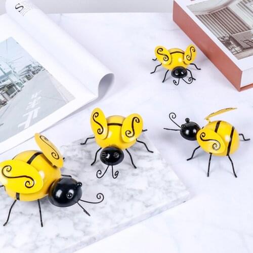 4x Metal Bumble Bee Figurines Fence Yard Garden Accents Ornament Outdoor New