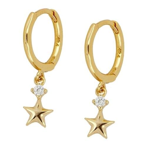 925 Silver Dainty Minimalist Dangling CZ Huggie Earrings Hoops Crescent Earrings Pendientes 925 Hoops Earrings for Women Jewelry