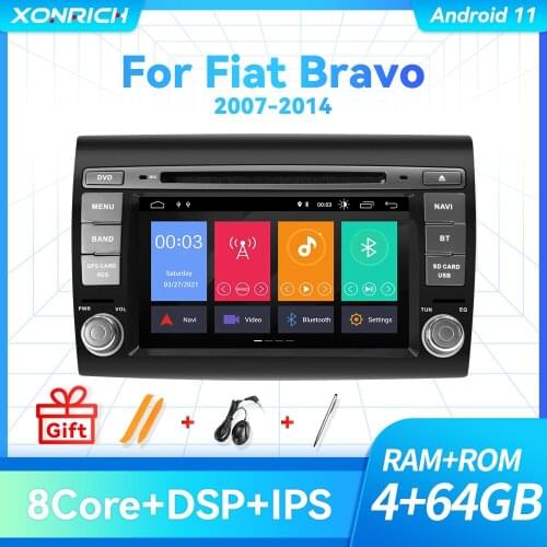 IPS DSP 4GB 2 Din Car Radio Android 10 For Fiat/Bravo 2 2007 2008 2009 2010 2011 2012 Multimedia Stereo GPS Navigation DVDplayer