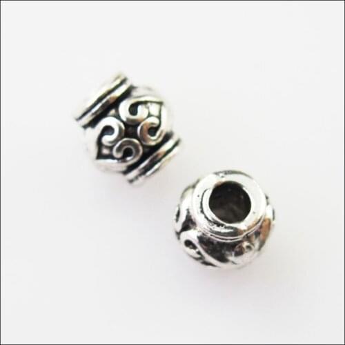 35 New Tiny Heart Tube Charms Tibetan Silver Tone Spacer Beads 6x6.5mm