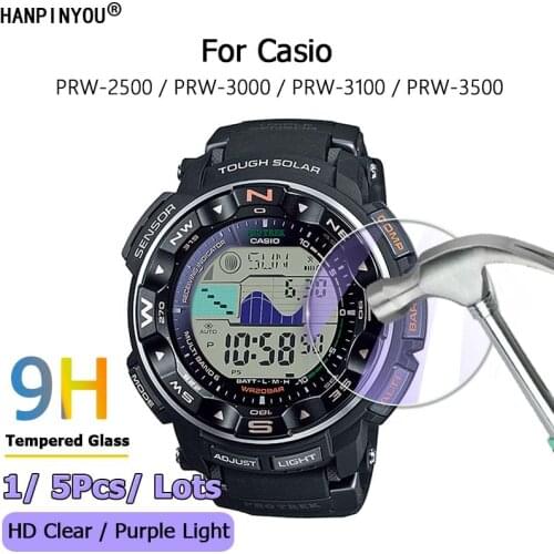 For Casio PRW-2500 PRW-3000 PRW-3100 3500 HD Clear / Anti Purple Light 2.5D Toughened Tempered Glass Film Screen Protector Guard