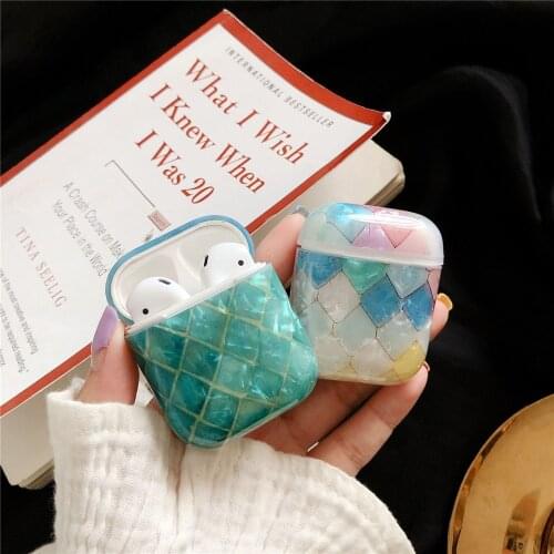 Colorful Shell Texture Scale Earphone Case for AirPods 2 1 Case Cute Soft Solid Color Protective Cover for AirPod Air Pods 2