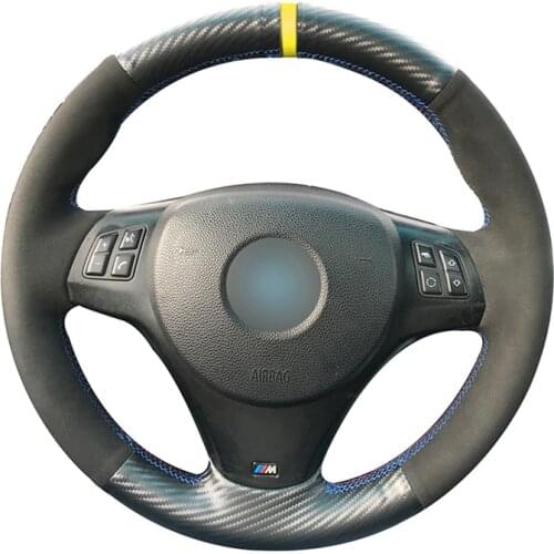Black Suede Black Carbon fiber leather DIY Car Steering Wheel Cover for BMW M Sport M3 E90 E91 E92 E93 E87 E81 E82 E88