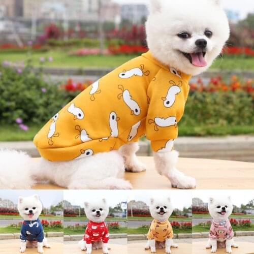 Cute Print Pets Cat Dog Clothes Fleece Hoodie Coat Winter Warm Sweatshirt for Chihuahua Shih Tzu Puppy Cat Pullover Clothing