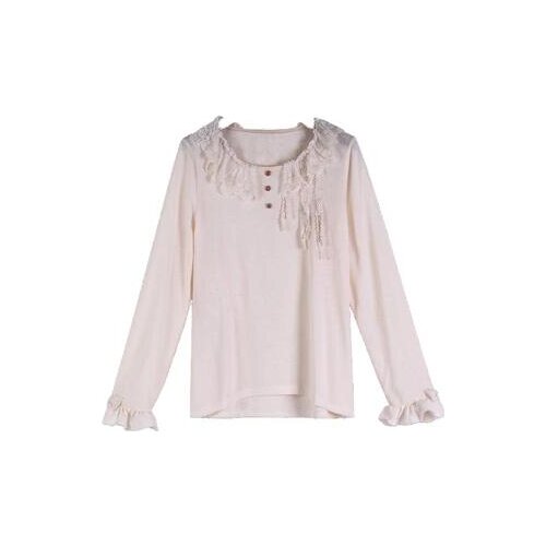 Women Cotton Lace Crochet T-shirt Female Lace Ruffles Knit Shirt Casual Camisas Mori Girl Sweet Long Sleeve T-shirt Tunic Tops