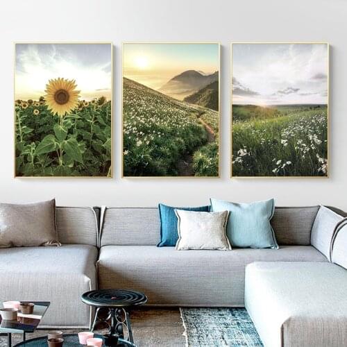 GATYZTORY 3pc/Set DIY Painting By Numbers Sunflower Landscape Paint By Numbers For Adults Nordic Style Home Wall Art Picture Art