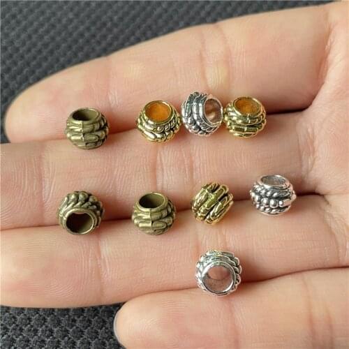 JunKang 30pcs 8mm Plum Pattern Road Big Hole Beads DIY Handmade Necklace Bracelet Connecting Piece Wholesale Jewelry Factory