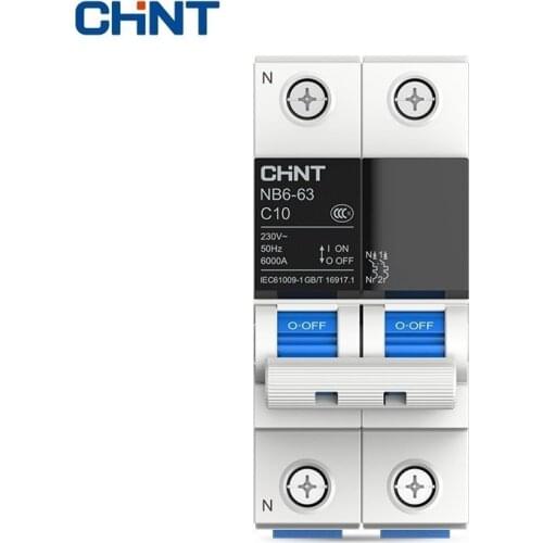 CHINT Miniature Circuit Breaker Overload Protection NB6-63 1P+N Series Household Air Switch 10A 16A 20A 25A 32A 40A 50A 63A