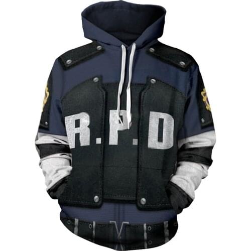 Cosplay Costume Residents RE 2 Evils Hoodies Halloween Cosplay Leon Scott Kennedy Jacket Sweater Zipper Clothing