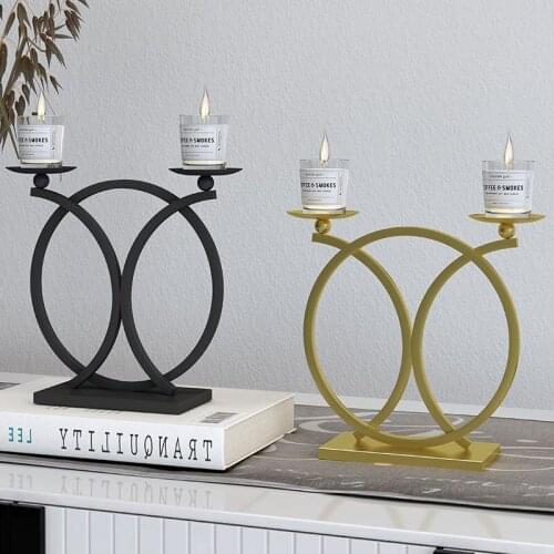 Creative Decoration Candlestick Round Metal Candle Stand Home Decoration Frunishings Wedding Decoration Candle Holder Ornaments