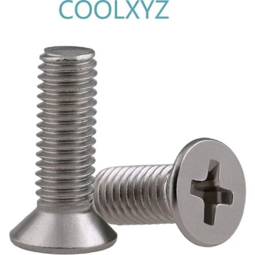 Philips Cross Head Machine Screw KM 304 Stainless Steel Flat Countersunk Head Bolt GB819 M5 M6 M8 M10 10Pcs