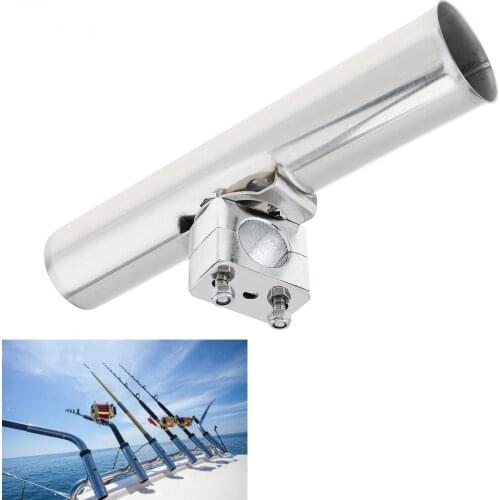 Stainless Steel Fishing Rod Stand Bracket Fishing Tackle Tool Adjustable Direction Rod Holder for Boat/Canoe Kayak Handrail