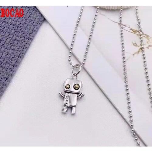 S925 sterling silver cartoon Q cute version robot doll pendant version