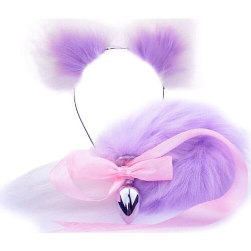 Fox Tail Cat ears HeadbandsMetal Butt Anal Plug BDSM role Cosplay Erotic Cosplay Accessories Adult Couples Sex Toys Clubwear