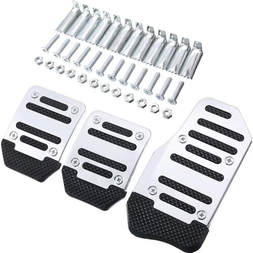 Mayitr 3pcs/set Silver Non Slip Car Brake Accelerator Clutch Pedal Pad Cover Car Interior Accessories Parts