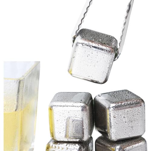 Stainless Steel Reusable Ice Cubes, Metal Whiskey Stones Rocks Chilling Stones with Tongs for Wine - Gift Set (Set of 1-8)