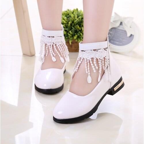 Fashion Tassel High Heel Princess Leather Shoes Girls Kids Dresses School Shoe Children Party Shoe 4 5 6 7 8 9 10 11 12 Year Old