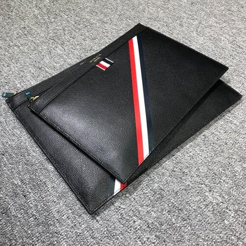 2021 Fashion TB Brand Briefcase Genuine Leather Messenger Diagonal Stripes Black Casual Envelope Bag Men Women Hand Bags