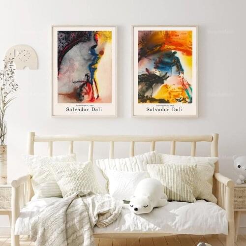 Dali abstract prints 2-piece set, Salvador Dali poster, retro gallery, exhibition poster, art exhibition museum poster