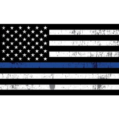 New American Flag Decal Classic Biker Gear Reflective Thin Blue Line Decal Tattered Sticker