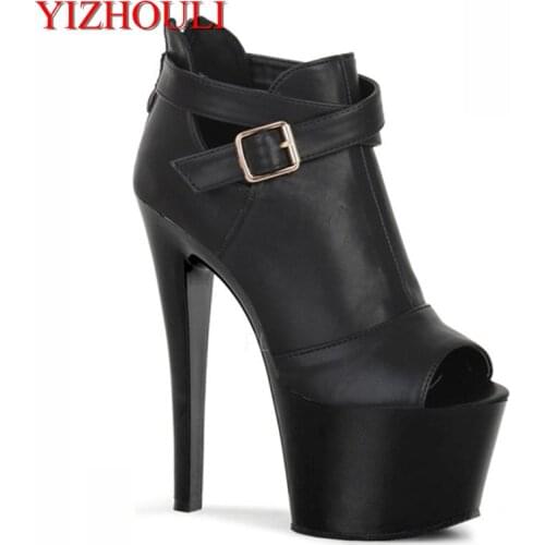 The new 17cm high heels and sexy Roman gladiator heels flashing buckles of fashionable women motorcycle sandals