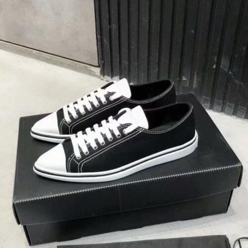 2021 Spring New P Home Pointed Canvas Shoes Low-Top All-Match White Shoes Sports Shoes Casual Half Slippers Women