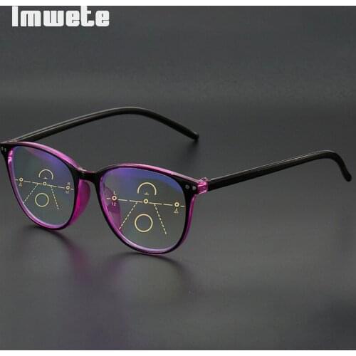 Imwete Anti-Blue Light Men Women Hyperopia Glasses Smart Multifocus Reading Glasses Classic Eyewear +100 150 200 250 300 350 400