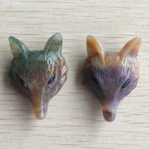 Wholesale 2pcs/lot new good quality natural india onyx Carved fox shape Pendants for Necklace jewelry making Free shipping
