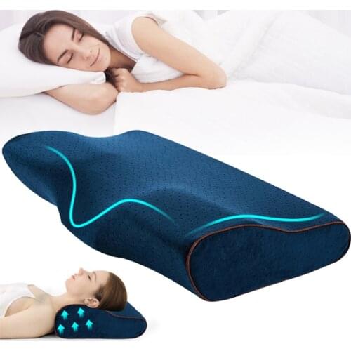 Memory Foam Bed Pillow Neck Protection Slow Rebound Memory Pillows For Slepping Butterfly Shaped Cervical Neck Orthopedic Pillow