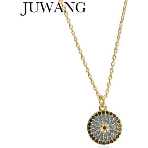 Evil Turkish Eye Necklace Gold Color Cubic Zirconia Greek Blue Eye Pendant Necklace For Women Men Lucky Jewelry