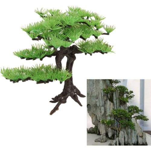 Plastic Plants for Aquarium Bonsai Tree Rockery Artificial Plant Pine Tree Fish Tank Aquarium Ornament