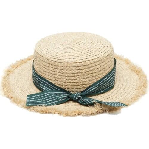 WeMe Sunshade Hat Day Series Hair Edge Straw-knitted Straw Hat Fashion Leisure Letter Ribbon Sunscreen Cap