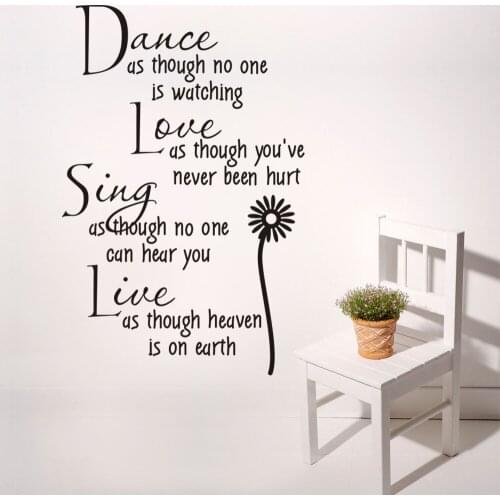 Dance as though... vinyl quote large wall decal home decor creative diy mural wallpaper removable wall stickers