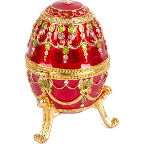 FABERGE EGG Beautiful Red Russia Faberge Eggs Rhinestone Decoration for Jewelry Box