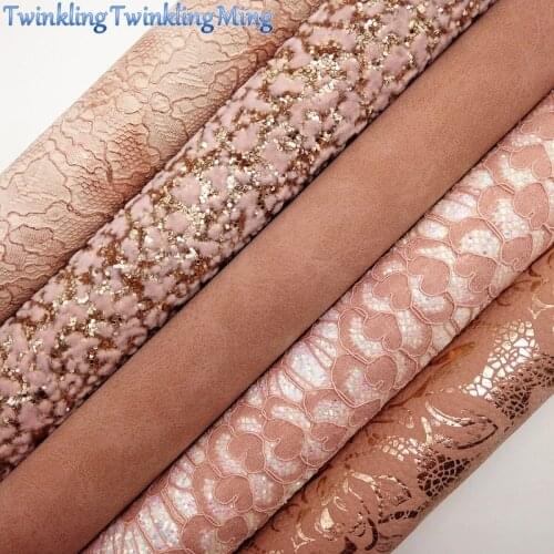 Velvet Flocking Glitter Fabric, Flowers Embossed Synthetic Leather Faux Fabric Sheets For Bow A4 21x29CM Twinkling Ming XM009D