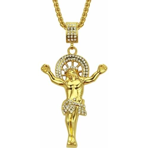 Fooderwerk Jewelry Inlaid Crystal Jesus Pendant Men And Women Necklace HIPHOP Fashion Trend Hip Hop Clavicle Chain Accessories