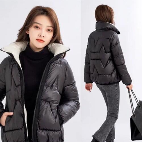 2021 style down padded jacket womens short winter new stand-up collar quilted jacket fashion thick loose cotton-padded jacket b