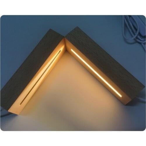 1 Piece Rechargeable Rectangle Wooden LED Luminous Base LED Lights Display Holder Touch Switch Wirelessr Night Lamp Base