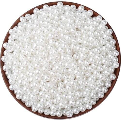 2000Pcs 3-20mm White Beige Round Pearl Beads For Jewelry Marking Loose Spacer Beads Bracelet Necklace Charm Jewelry Finding