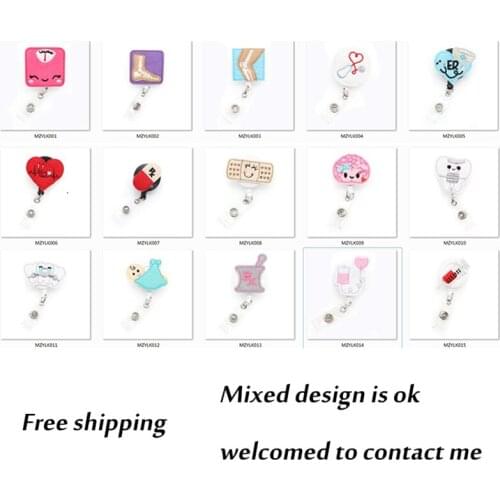 10pcs/lot Round shaped Stethoscope Medical Retractable Badge Reel Nurse Gift Badge Holder