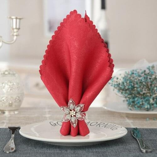 10PCS metal diamond-studded flower napkin ring table decoration accessories for family gatherings, western food wedding banquets