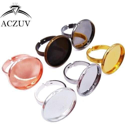 100pcs Multi Colors 12mm 14mm 16mm 18mm 20mm Adjustable Ring Blank inner Bezel Setting Base Tray for Cameo Cabochons TJZT031