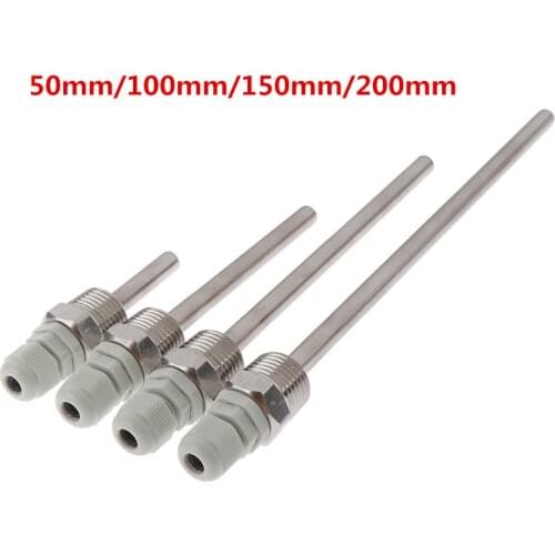 50-200mm Stainless Steel Thermowell 1/2" NPT Threads For Temperature Sensors Fit Dia 6mm Tube