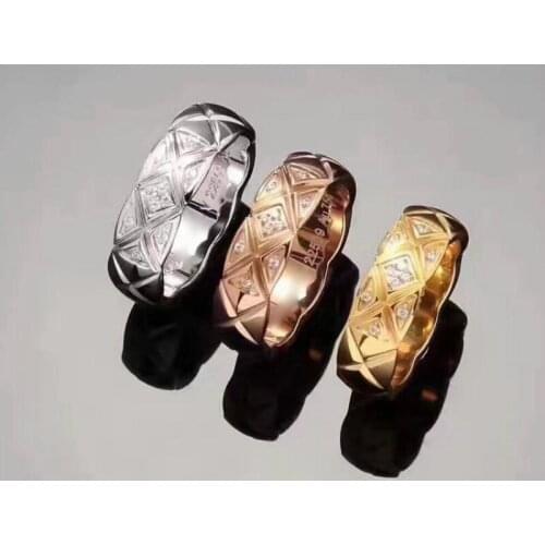 7mm Cutting Grain Rhinestone CZ Rose Gold Color / Golden / Silver Color Stainless Steel Rings