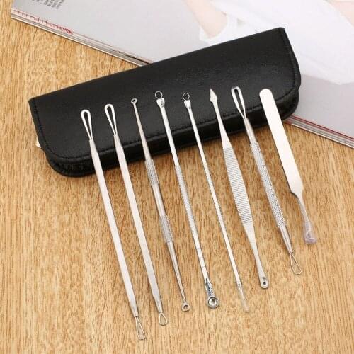 8pcs Professional Pimple Acne Removal Clip Needles Blackhead Remover Tool Kit Face Care Comedone Blemish Spot Cleaner Extractor