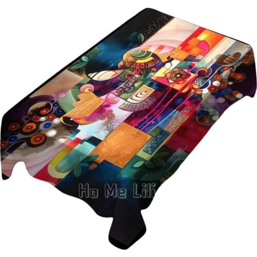 Abstract Geometric Art Painting Cubist Color Splash Painting Tablecloth Indoor And Outdoor Art Decoration