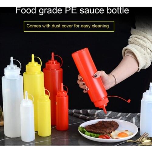 Sauce Vinegar Oil Ketchup Gravy Cruet Kitchen Accessories Gravy Boat Plastic Condiment Dispenser 8oz 12oz Squeeze Bottle