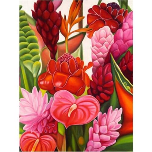 Diy Full Diamond Oil Painting Set Leaves Flowers Mosaic Embroidery Picture Crystal Rhinestone Stickers Decal Wall Art Craft Gift