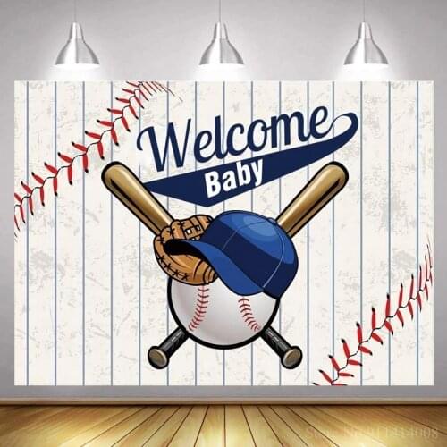 Welcome Newborn Baby Shower Photography Background Baseball Sports Theme Kids Birthday Party Wood Board Backdrops For Photo