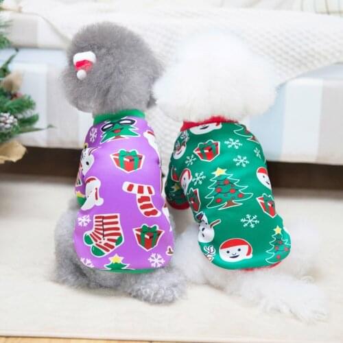 Fleece Dogs Cat Puppy Clothes Christmas Pet Dog Costume Santa Pattern Soft Coral Fleece Dog Hoodie Yorkshire Pullovers Sweaters